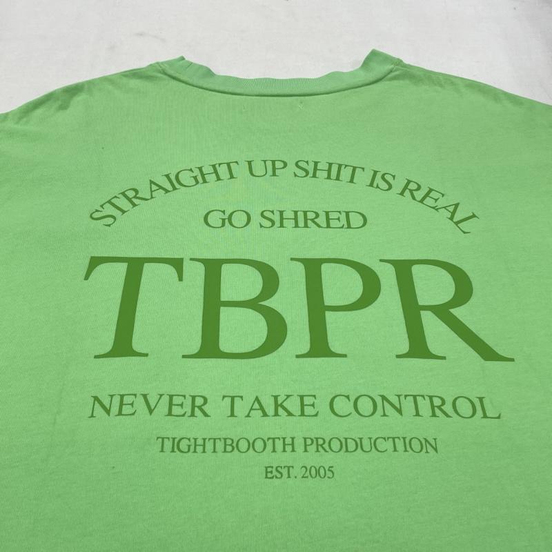 タイトブース TIGHTBOOTH Tシャツ 半袖 TBPR STRAIGHT UP T-SHIRT オーバーサイズ ビッグシルエット ポケット Tシャツ M ロゴ、文字 X プリント 薄緑 / ライトグリーン / メンズ USED 古着 中古 50142124