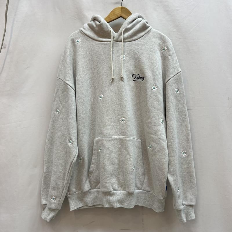 ケボズ KEBOZ パーカー 長袖 nick gear ニックギア コラボ 花柄刺繍 フーディ パーカー M 灰 / グレー / gray メンズ USED 古着 中古 50142135