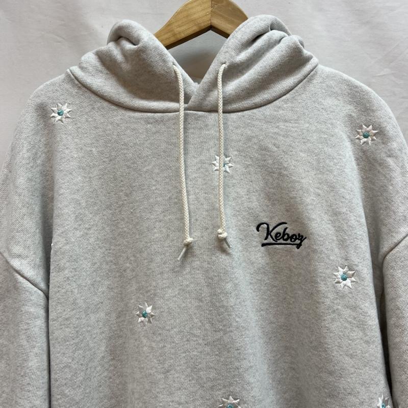 ケボズ KEBOZ パーカー 長袖 nick gear ニックギア コラボ 花柄刺繍 フーディ パーカー M 灰 / グレー / gray メンズ USED 古着 中古 50142135