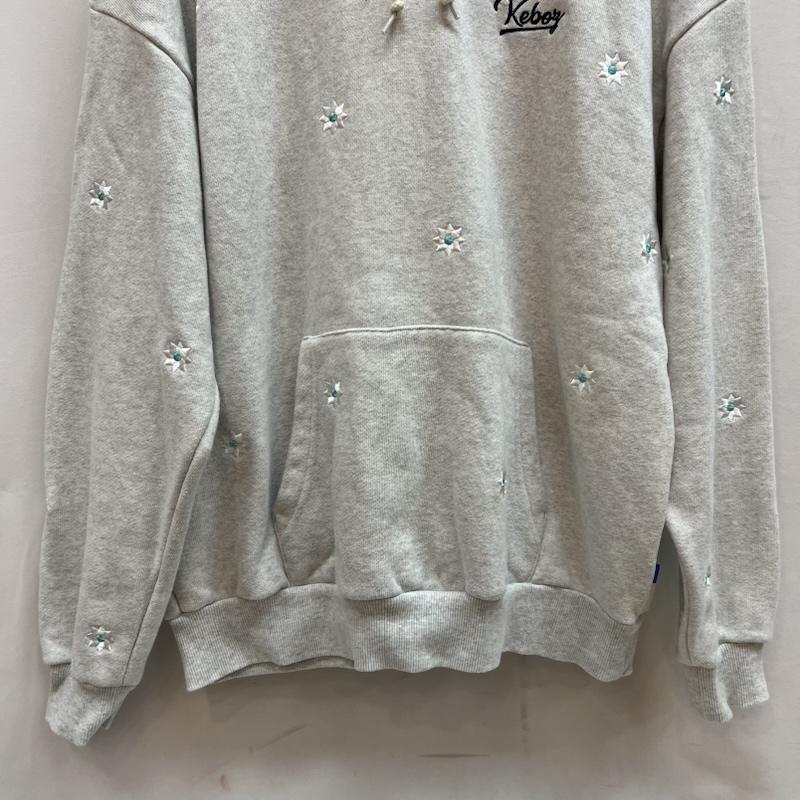 ケボズ KEBOZ パーカー 長袖 nick gear ニックギア コラボ 花柄刺繍 フーディ パーカー M 灰 / グレー / gray メンズ USED 古着 中古 50142135