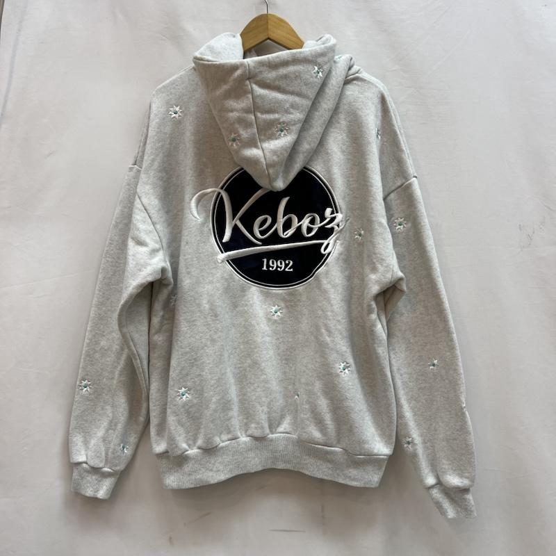 ケボズ KEBOZ パーカー 長袖 nick gear ニックギア コラボ 花柄刺繍 フーディ パーカー M 灰 / グレー / gray メンズ USED 古着 中古 50142135