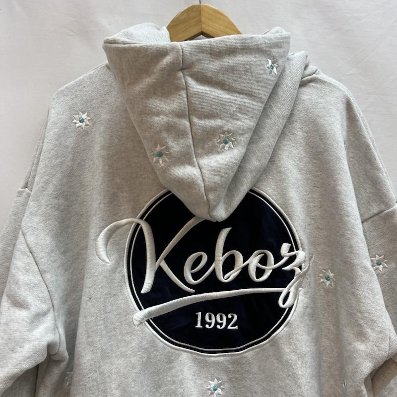 ケボズ KEBOZ パーカー 長袖 nick gear ニックギア コラボ 花柄刺繍 フーディ パーカー M 灰 / グレー / gray メンズ USED 古着 中古 50142135