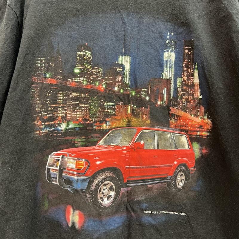 ハフ HUF Tシャツ 半袖 TOYOTA トヨタ ランドクルーザー プリント Ｔシャツ L 黒 / ブラック / black メンズ USED 古着 中古 50142153