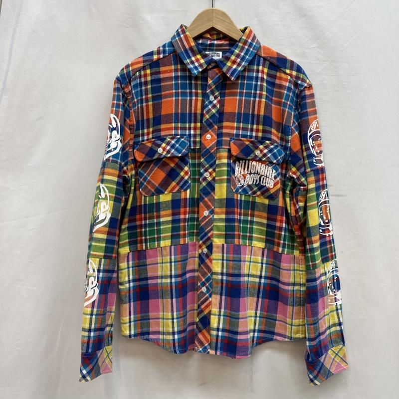 ビリオネア・ボーイズ・クラブ BILLIONAIRE BOYS CLUB シャツ、ブラウス 長袖 ロゴプリント クレイジーチェック ネルシャツ M メンズ USED 古着 中古 50142155