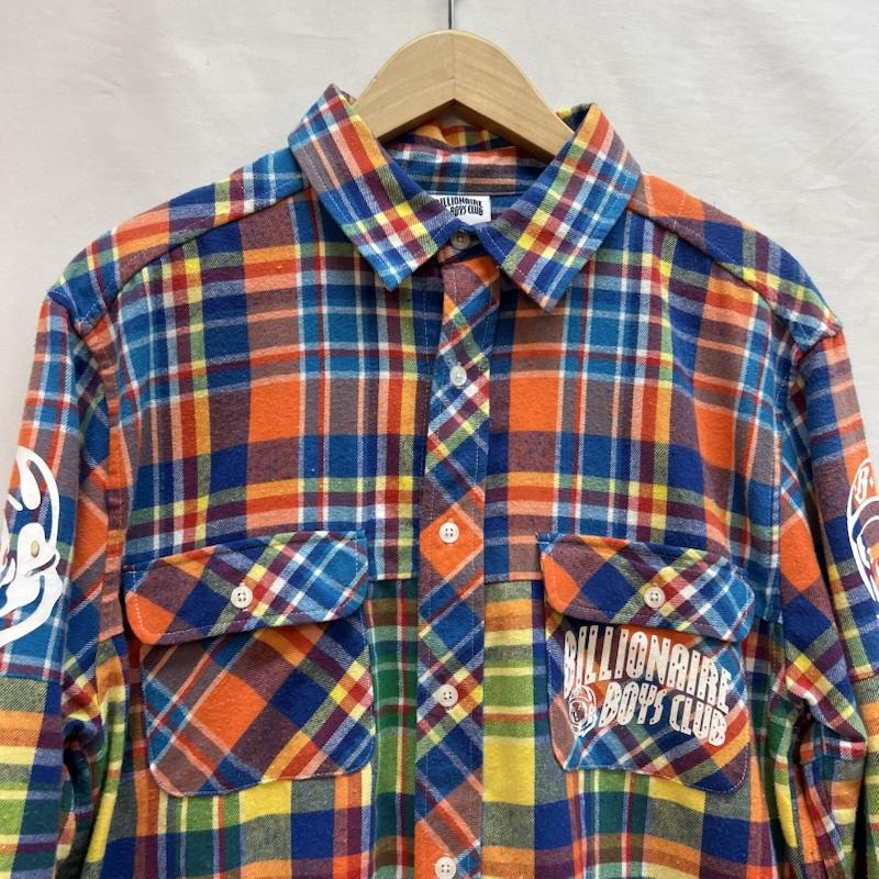 ビリオネア・ボーイズ・クラブ BILLIONAIRE BOYS CLUB シャツ、ブラウス 長袖 ロゴプリント クレイジーチェック ネルシャツ M メンズ USED 古着 中古 50142155