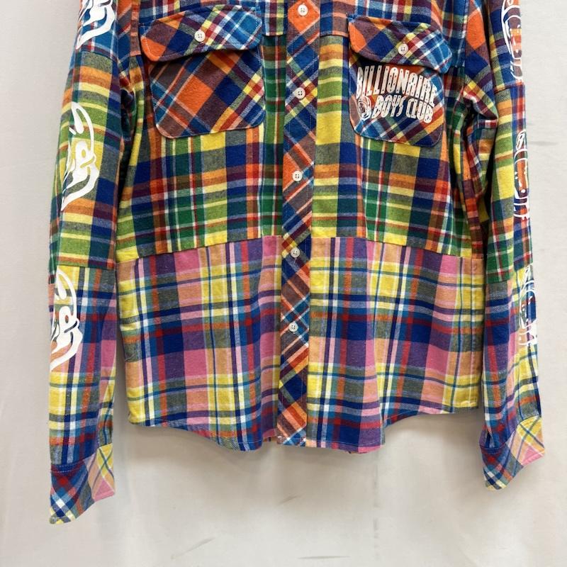 ビリオネア・ボーイズ・クラブ BILLIONAIRE BOYS CLUB シャツ、ブラウス 長袖 ロゴプリント クレイジーチェック ネルシャツ M メンズ USED 古着 中古 50142155