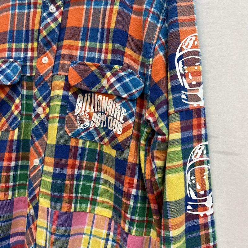 ビリオネア・ボーイズ・クラブ BILLIONAIRE BOYS CLUB シャツ、ブラウス 長袖 ロゴプリント クレイジーチェック ネルシャツ M メンズ USED 古着 中古 50142155