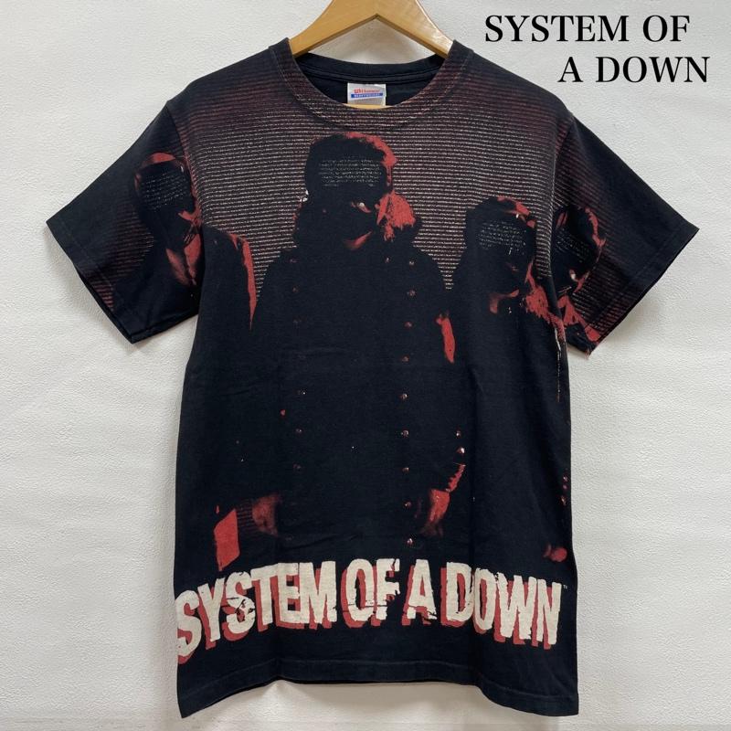 ヘインズ HANES Tシャツ 半袖 SYSTEM OF A DOWN システムオブアダウン 00s フルグラフィック バンド Tシャツ S ロゴ、文字 X プリント 黒 / ブラック / black メンズ USED 古着 中古 50142161
