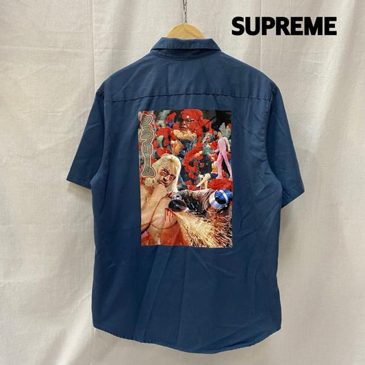 シュプリーム Supreme シャツ、ブラウス 半袖 19SS Sekintani La Norihiro Work Shirt ブルー M M ロゴ、文字 X プリント 青 / ブルー / blue メンズ USED 古着 中古 50142213