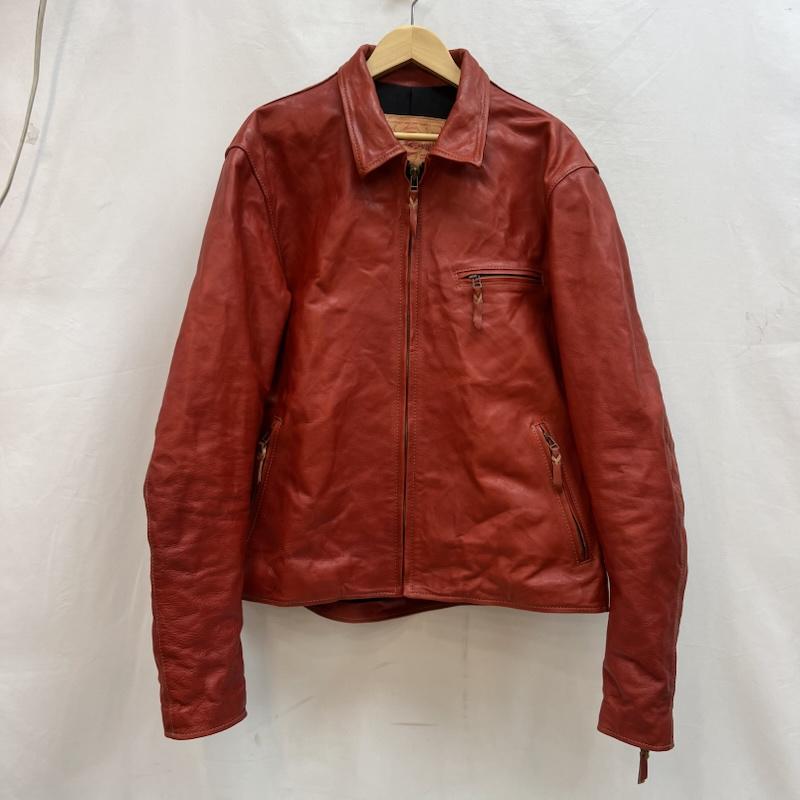古着 USED ジャケット、上着 ライダース 天神ワークス SINGLE COLLAR JACKET JS01 レザー シングル 希少サイズ 48 赤 / レッド / red メンズ USED 古着 中古 50142247