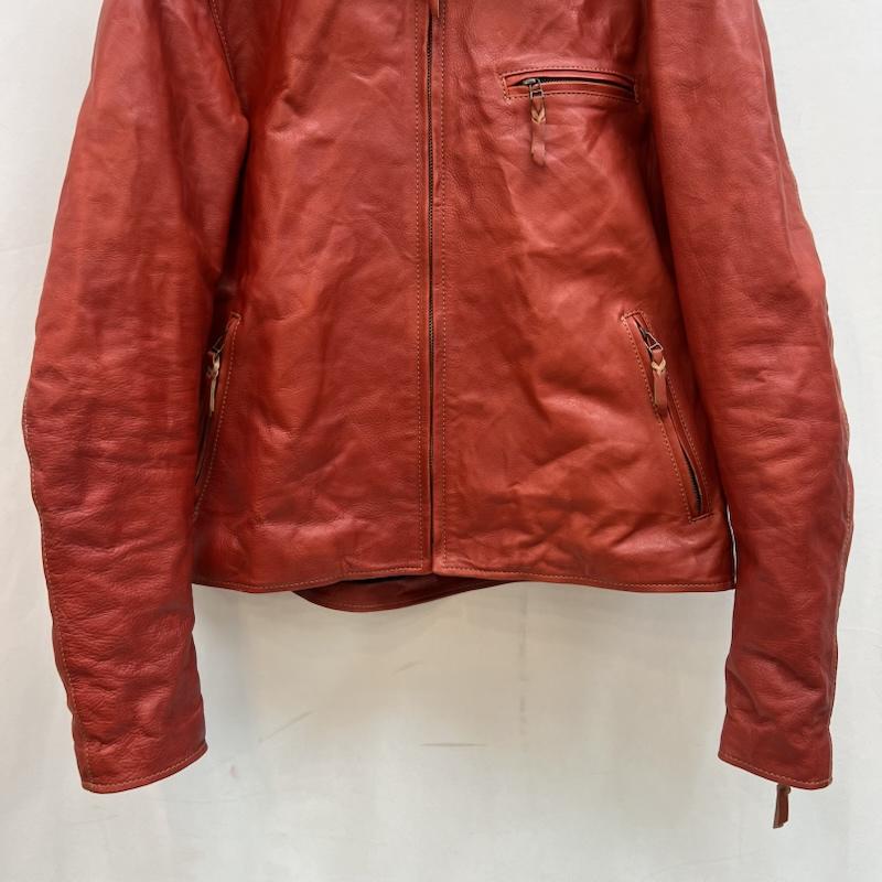 古着 USED ジャケット、上着 ライダース 天神ワークス SINGLE COLLAR JACKET JS01 レザー シングル 希少サイズ 48 赤 / レッド / red メンズ USED 古着 中古 50142247