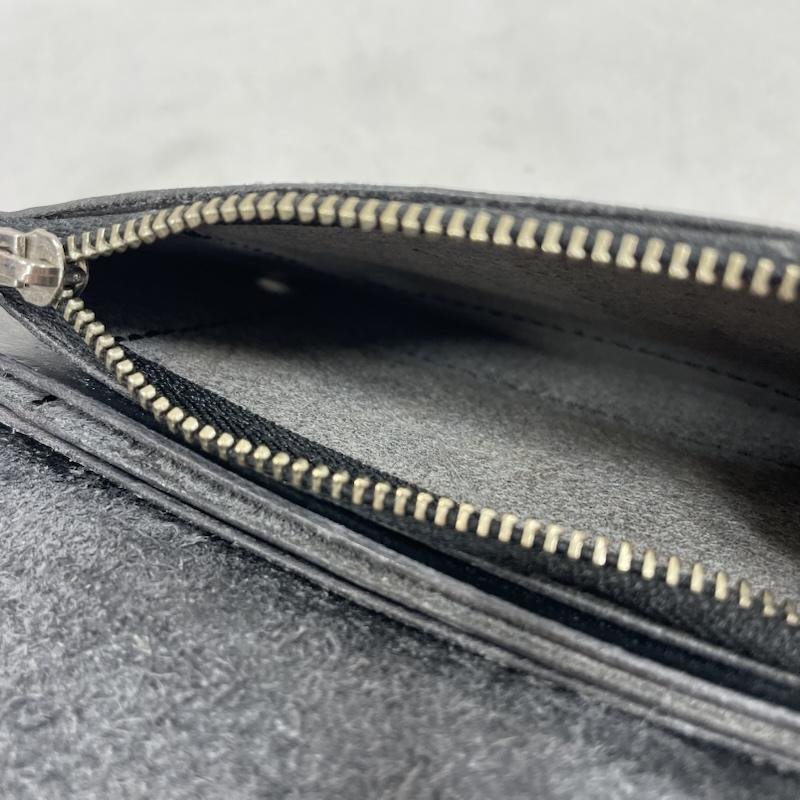 レザー レザー 財布 二つ折り レザー 財布 コンパクト ウォレット - 無地 黒 / ブラック / black X 紫 / パープル / purple X 銀 / シルバー / silver color メンズ USED 古着 中古 50142256