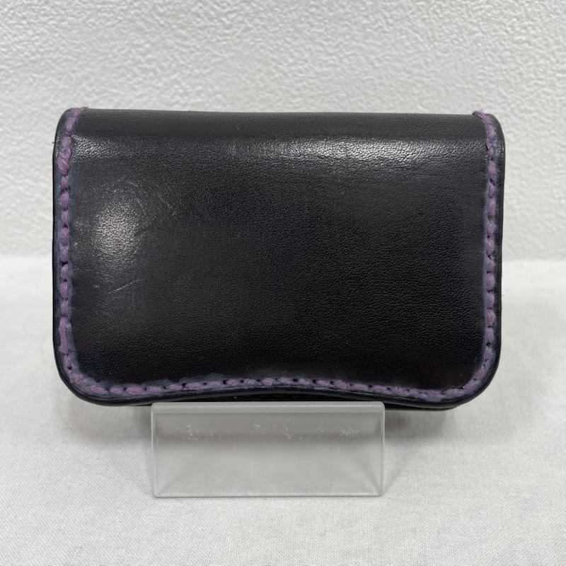 レザー レザー 財布 コンパクト財布 レザー 財布 コンパクト ウォレット 小銭入れ コインケース - 無地 黒 / ブラック / black X 紫 / パープル / purple X 金 / ゴールド / gold color メンズ USED 古着 中古 50142257