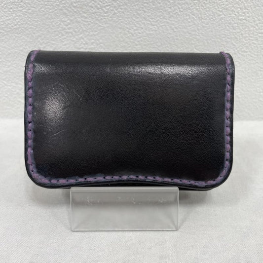 レザー レザー 財布 コンパクト財布 レザー 財布 コンパクト ウォレット 小銭入れ コインケース - 無地 黒 / ブラック / black X 紫 / パープル / purple X 金 / ゴールド / gold color メンズ USED 古着 中古 50142257