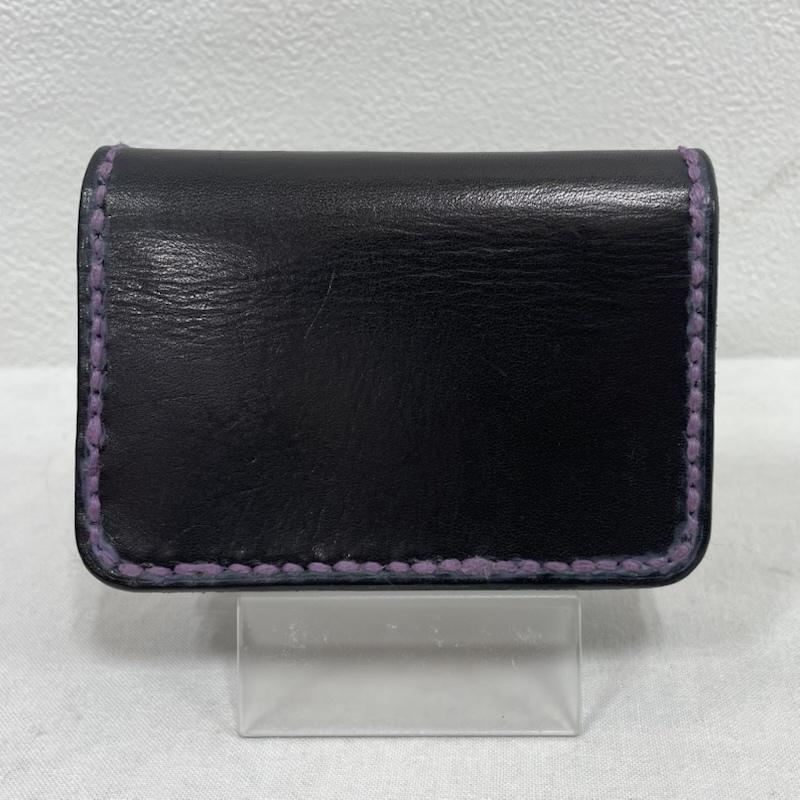 レザー レザー 財布 コンパクト財布 レザー 財布 コンパクト ウォレット 小銭入れ コインケース - 無地 黒 / ブラック / black X 紫 / パープル / purple X 金 / ゴールド / gold color メンズ USED 古着 中古 50142257