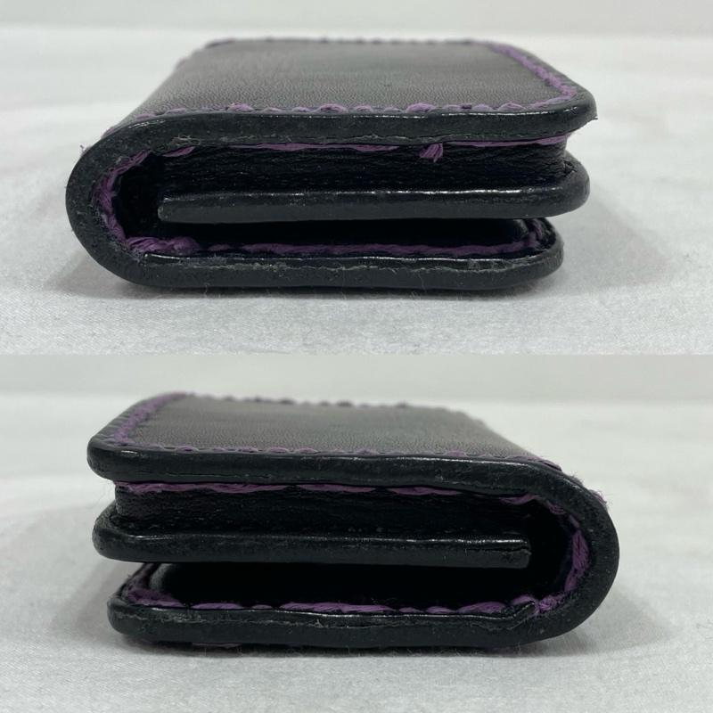 レザー レザー 財布 コンパクト財布 レザー 財布 コンパクト ウォレット 小銭入れ コインケース - 無地 黒 / ブラック / black X 紫 / パープル / purple X 金 / ゴールド / gold color メンズ USED 古着 中古 50142257