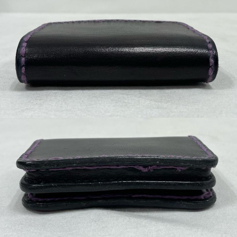 レザー レザー 財布 コンパクト財布 レザー 財布 コンパクト ウォレット 小銭入れ コインケース - 無地 黒 / ブラック / black X 紫 / パープル / purple X 金 / ゴールド / gold color メンズ USED 古着 中古 50142257