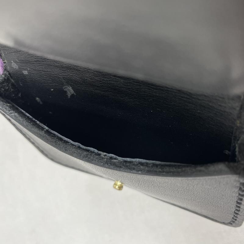 レザー レザー 財布 コンパクト財布 レザー 財布 コンパクト ウォレット 小銭入れ コインケース - 無地 黒 / ブラック / black X 紫 / パープル / purple X 金 / ゴールド / gold color メンズ USED 古着 中古 50142257