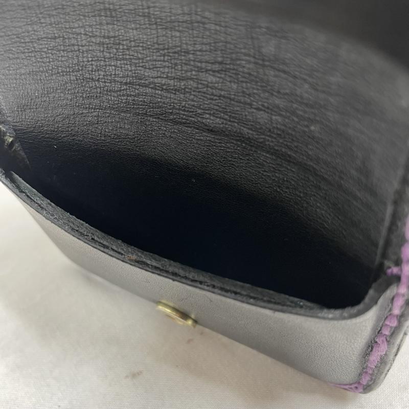 レザー レザー 財布 コンパクト財布 レザー 財布 コンパクト ウォレット 小銭入れ コインケース - 無地 黒 / ブラック / black X 紫 / パープル / purple X 金 / ゴールド / gold color メンズ USED 古着 中古 50142257
