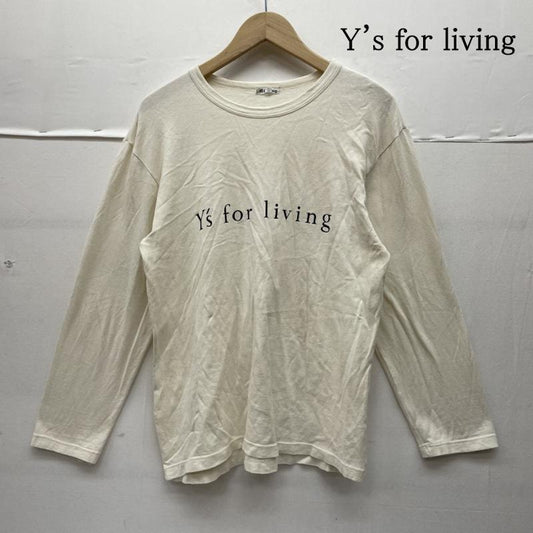 ワイズフォーリビング Y s for living Tシャツ 長袖 ロンT 長袖 Tシャツ クルーネック ロゴ プリント カットソー M ロゴ、文字 X プリント オフホワイト / オフホワイト / メンズ USED 古着 中古 50142263