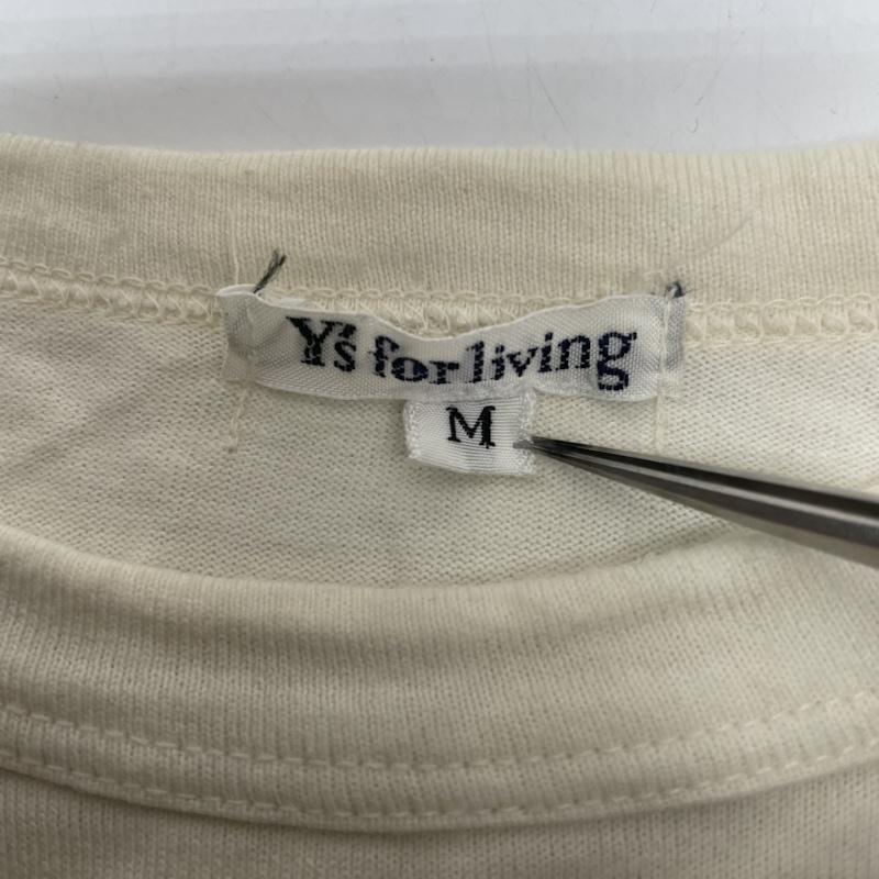 ワイズフォーリビング Y s for living Tシャツ 長袖 ロンT 長袖 Tシャツ クルーネック ロゴ プリント カットソー M ロゴ、文字 X プリント オフホワイト / オフホワイト / メンズ USED 古着 中古 50142263