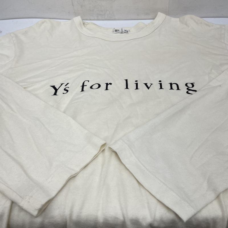 ワイズフォーリビング Y s for living Tシャツ 長袖 ロンT 長袖 Tシャツ クルーネック ロゴ プリント カットソー M ロゴ、文字 X プリント オフホワイト / オフホワイト / メンズ USED 古着 中古 50142263