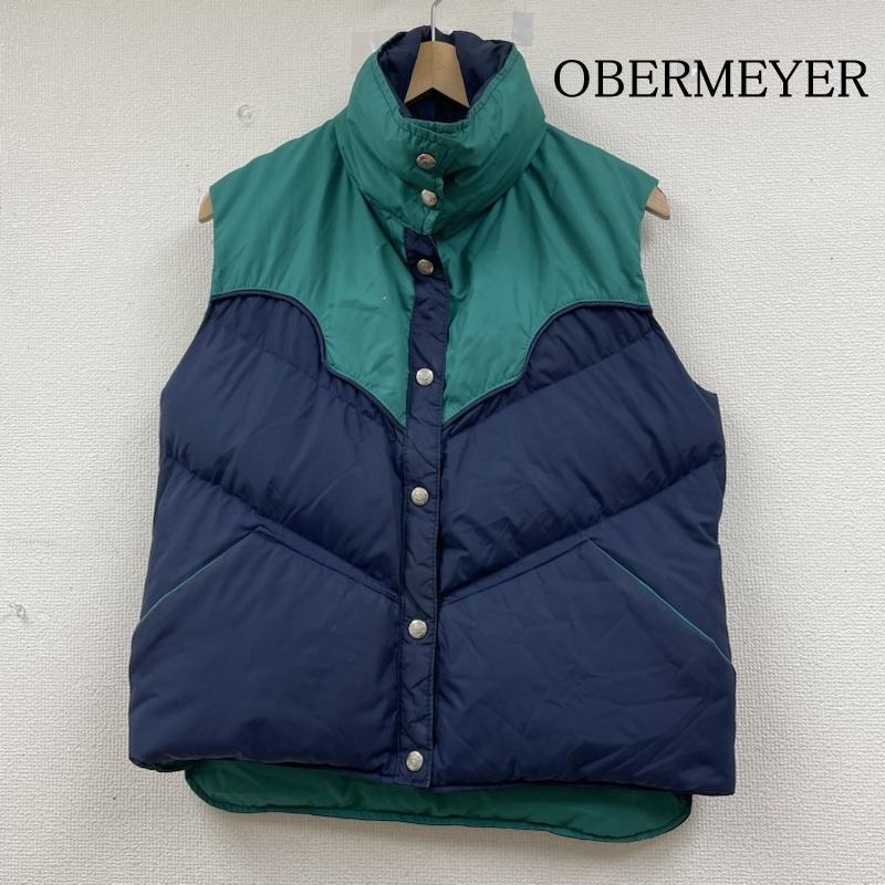 古着 USED ジャケット、上着 ダウンベスト OBERMEYER ダウン ベスト ジップアップ スナップボタン スタンドカラー L 無地 緑 / グリーン / green X 紺 / ネイビー / navy メンズ USED 古着 中古 50142300