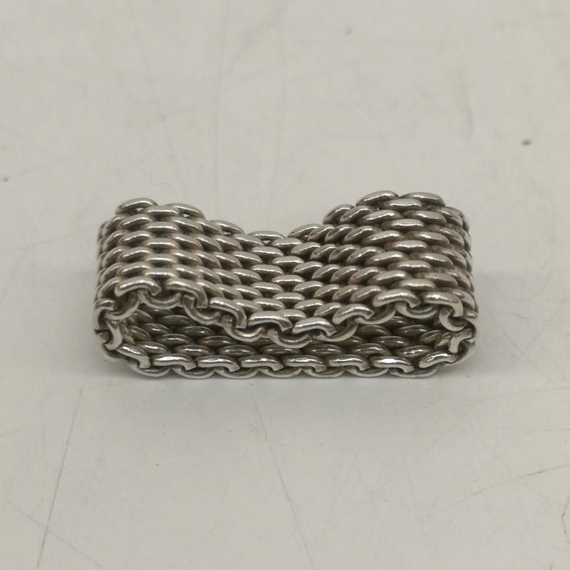 ティファニー TIFFANY&Co. アクセサリー 指輪 サマセット メッシュ シルバー リング 指輪 SV925 16号 - 銀 / シルバー / silver color メンズ USED 古着 中古 50142326