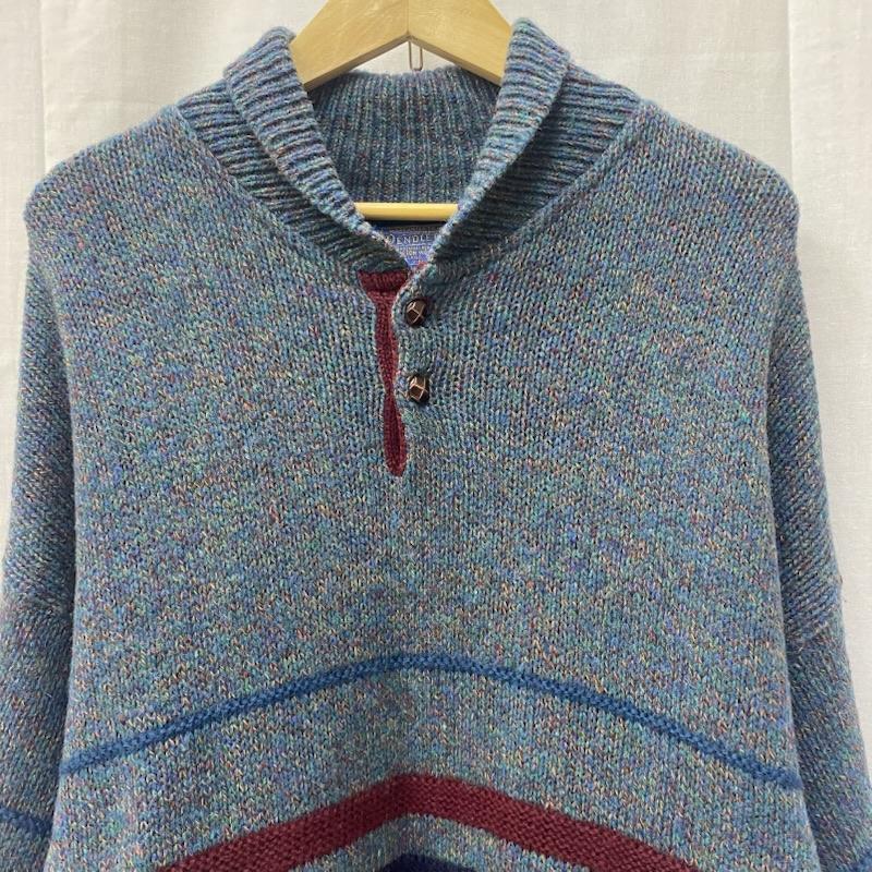 ペンドルトン PENDLETON ニット、セーター 長袖 50s Vintage マルチボーダーニット ミックスカラー ブルー系 グリーン系 L L ボーダー柄 青 / ブルー / blue X 緑 / グリーン / green メンズ USED 古着 中古 50142336