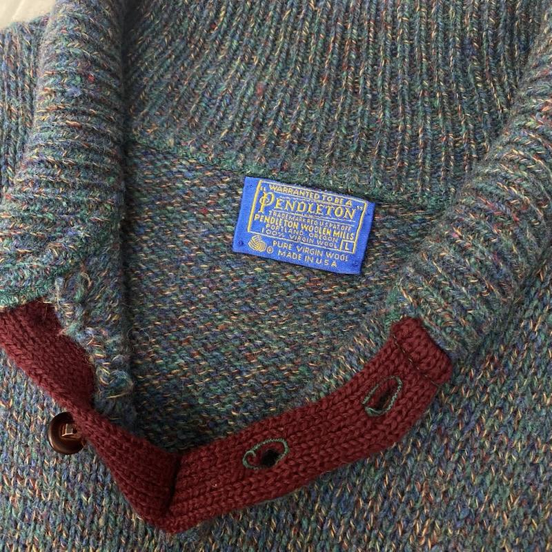 ペンドルトン PENDLETON ニット、セーター 長袖 50s Vintage マルチボーダーニット ミックスカラー ブルー系 グリーン系 L L ボーダー柄 青 / ブルー / blue X 緑 / グリーン / green メンズ USED 古着 中古 50142336