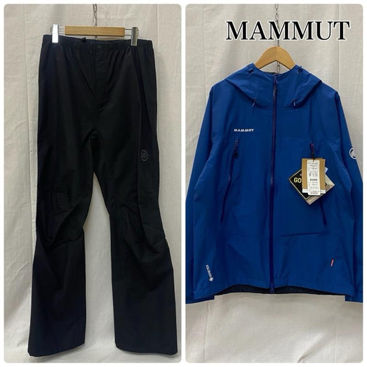 マムート Mammut ウェア ウェア 1010-26551 GORE-TEX CLIMATE レインスーツ セットアップ DEEP ICE-BLACK M 2.5レイヤーpaclite plus M ロゴ、文字 青 / ブルー / blue X 黒 / ブラック / black メンズ USED 古着 中古 50142345