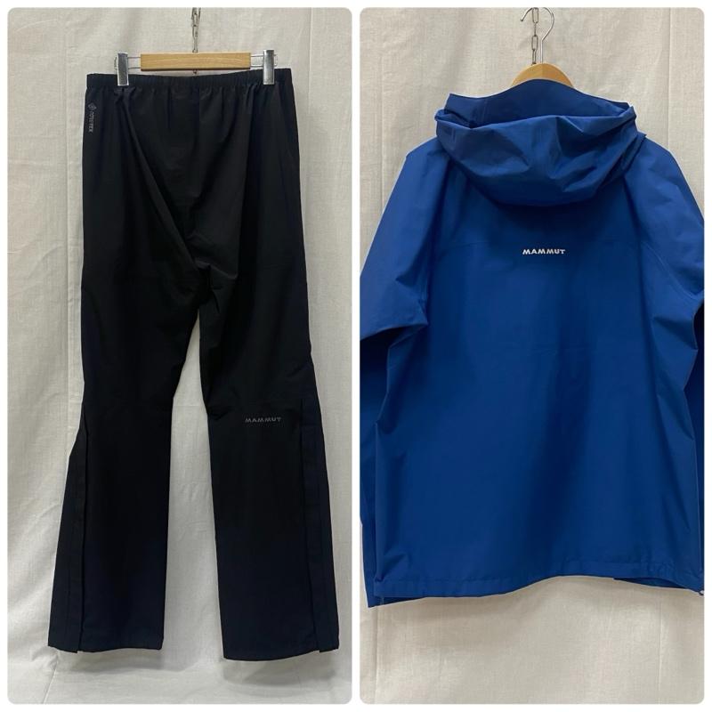 マムート Mammut ウェア ウェア 1010-26551 GORE-TEX CLIMATE レインスーツ セットアップ DEEP ICE-BLACK M 2.5レイヤーpaclite plus M ロゴ、文字 青 / ブルー / blue X 黒 / ブラック / black メンズ USED 古着 中古 50142345
