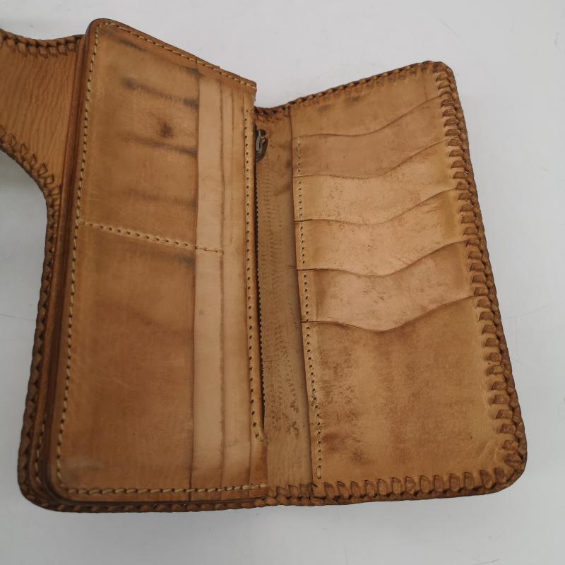 古着 USED 財布 長財布 カービング ライダース バイカーズ レザー ウォレット 長財布 コンチョ - 茶 / ブラウン / brown メンズ USED 古着 中古 50142403