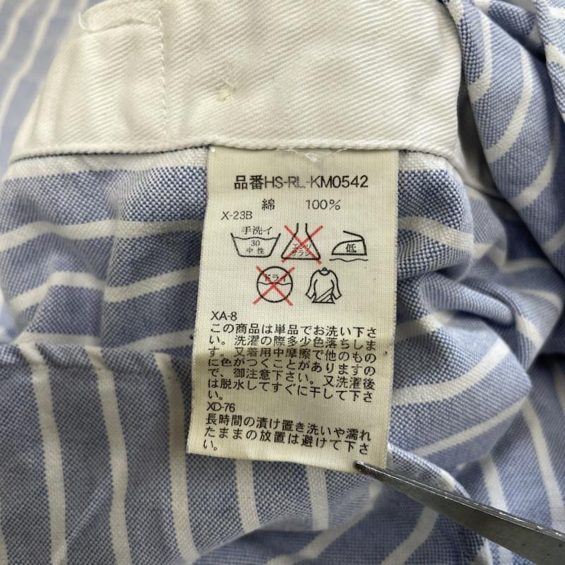 ラルフローレン RALPHLAUREN シャツ、ブラウス 長袖 長袖 ボタンダウン シャツ 1932 ロゴ ナンバリング 刺繍 プリント ストライプ hs-rl-km0542 M ストライプ X ロゴ、文字 X プリント X 刺繍 白 / ホワイト / white X 水色 / ライトブルー / メンズ USED 古着 中古 50142454