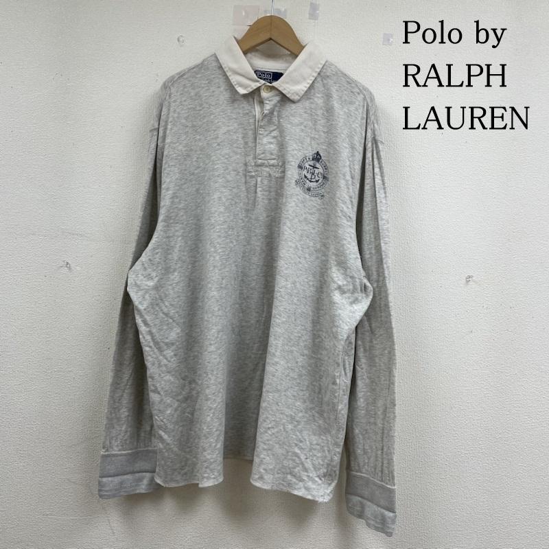 ポロバイラルフローレン Polo by RALPH LAUREN Tシャツ 長袖 90s 長袖 ラガーシャツ カットソー ロゴ 胸元プリント ポロシャツ 大きめ ビッグシルエット XXL ロゴ、文字 X プリント 灰 / グレー / gray メンズ USED 古着 中古 50142479