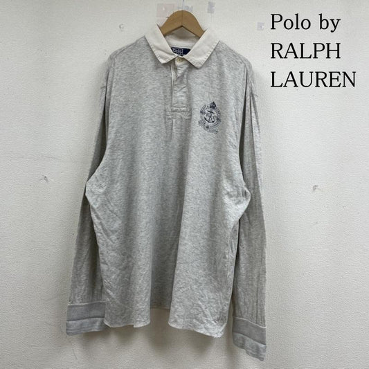 ポロバイラルフローレン Polo by RALPH LAUREN Tシャツ 長袖 90s 長袖 ラガーシャツ カットソー ロゴ 胸元プリント ポロシャツ 大きめ ビッグシルエット XXL ロゴ、文字 X プリント 灰 / グレー / gray メンズ USED 古着 中古 50142479