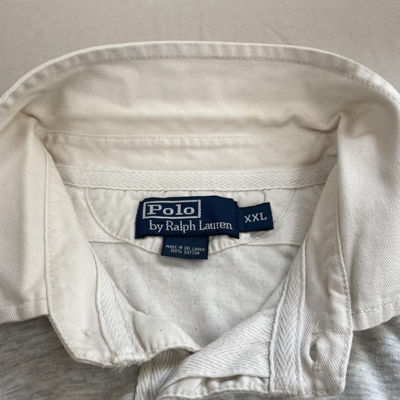 ポロバイラルフローレン Polo by RALPH LAUREN Tシャツ 長袖 90s 長袖 ラガーシャツ カットソー ロゴ 胸元プリント ポロシャツ 大きめ ビッグシルエット XXL ロゴ、文字 X プリント 灰 / グレー / gray メンズ USED 古着 中古 50142479