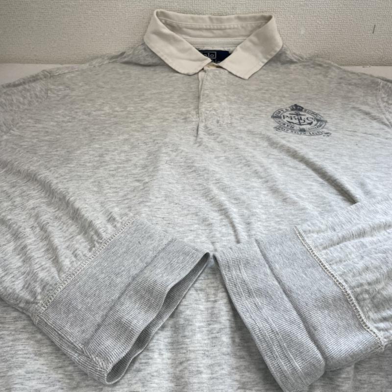 ポロバイラルフローレン Polo by RALPH LAUREN Tシャツ 長袖 90s 長袖 ラガーシャツ カットソー ロゴ 胸元プリント ポロシャツ 大きめ ビッグシルエット XXL ロゴ、文字 X プリント 灰 / グレー / gray メンズ USED 古着 中古 50142479