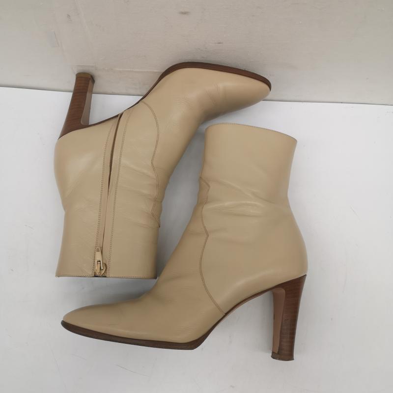 セリーヌ CELINE ブーツ 一般 RM1109 ヒール サイドジップ ブーツ 37 23.5cm ベージュ / ベージュ / beige レディース USED 古着 中古 50142483