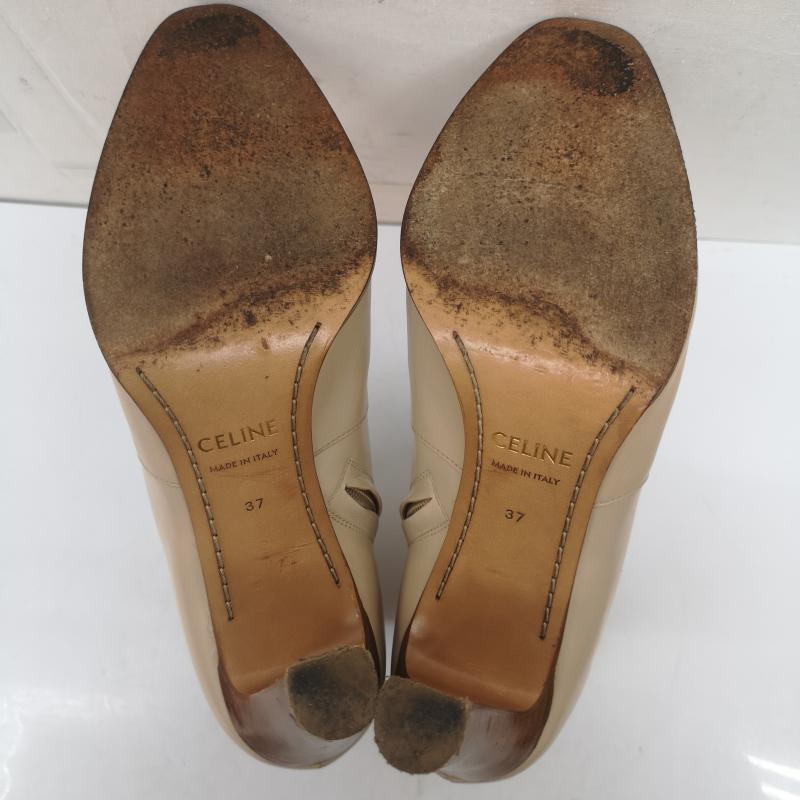 セリーヌ CELINE ブーツ 一般 RM1109 ヒール サイドジップ ブーツ 37 23.5cm ベージュ / ベージュ / beige レディース USED 古着 中古 50142483