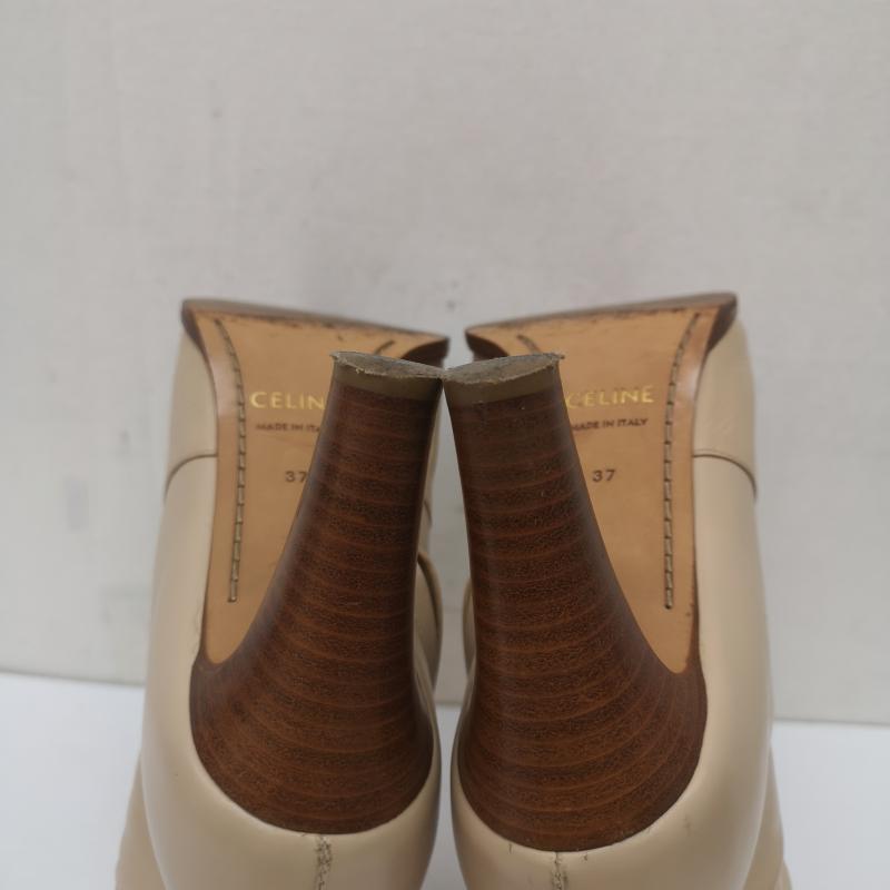 セリーヌ CELINE ブーツ 一般 RM1109 ヒール サイドジップ ブーツ 37 23.5cm ベージュ / ベージュ / beige レディース USED 古着 中古 50142483