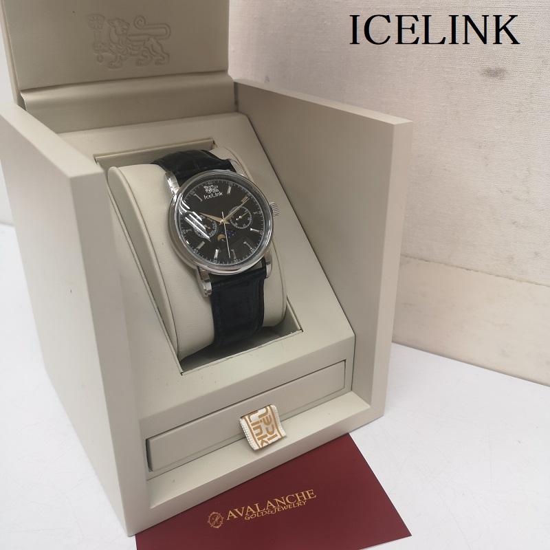 アイスリンク ICELINK 腕時計 アナログ（クォーツ式） AQUA LUNA アクアルナ IAL-SBS DIAMOND WATCH ダイヤモンド ウォッチ 腕時計 黒 / ブラック / black X 銀 / シルバー / silver color メンズ USED 古着 中古 50142536