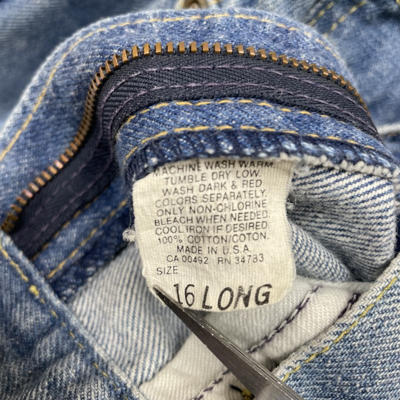 リー Lee パンツ デニム、ジーンズ 90s USA製 305-5545 テーパード デニム パンツ ジップフライ サイズ16LONG - ロゴ、文字 インディゴ / インディゴ / Indigo メンズ USED 古着 中古 50142607