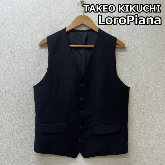 タケオキクチ TAKEO KIKUCHI ベスト ベスト AF070-49013 Loro Piana ロロピアーナ スーツベスト ウール キュプラ 黒 ブラック 3 黒 / ブラック / black メンズ USED 古着 中古 50142656