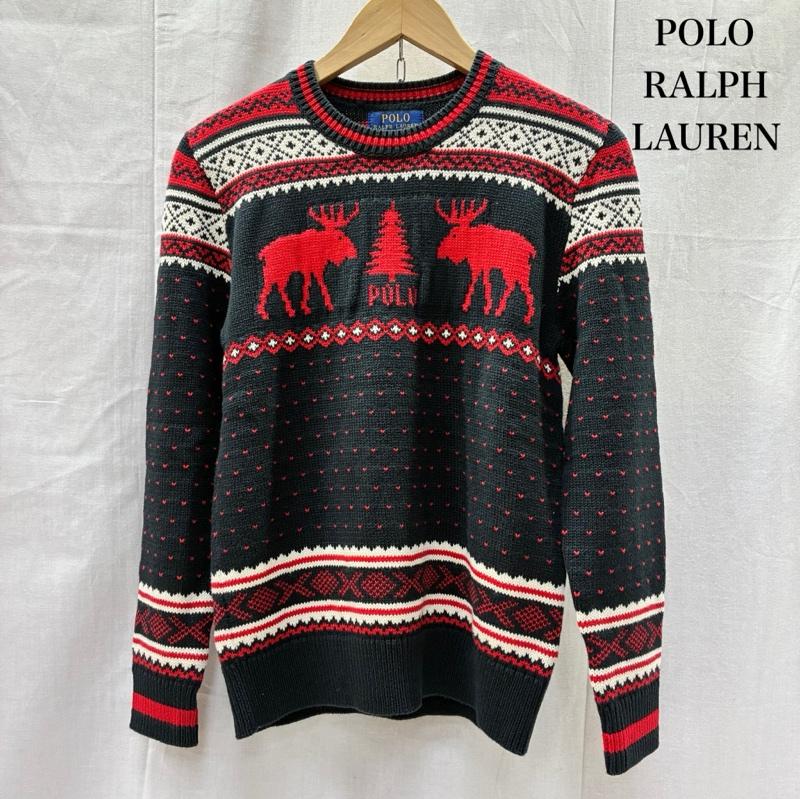 ポロラルフローレン POLO RALPH LAUREN ニット、セーター 長袖 ノルディック柄セーター black×red SIZE:LG(14-16)※サイズスペック要確認 - ノルディック柄 黒 / ブラック / black X 赤 / レッド / red レディース USED 古着 中古 50142667