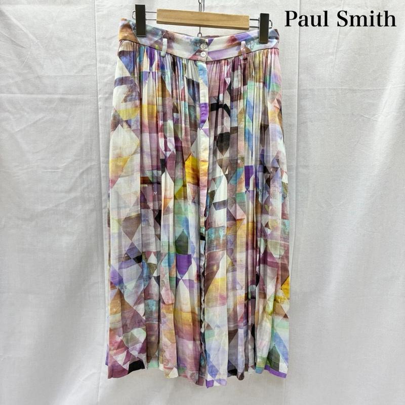 ポールスミス Paul Smith スカート ロングスカート 幾何学模様 総柄プリーツスカート ペールカラー マルチカラー サイズ38 レーヨン 38 総柄 マルチカラー / マルチカラー / multicolor レディース USED 古着 中古 50142668