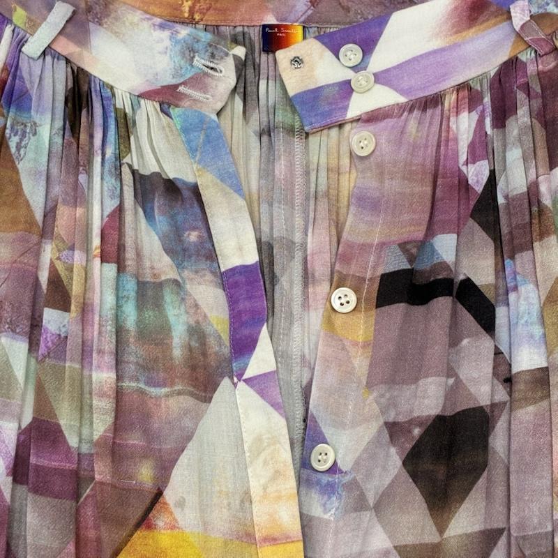 ポールスミス Paul Smith スカート ロングスカート 幾何学模様 総柄プリーツスカート ペールカラー マルチカラー サイズ38 レーヨン 38 総柄 マルチカラー / マルチカラー / multicolor レディース USED 古着 中古 50142668