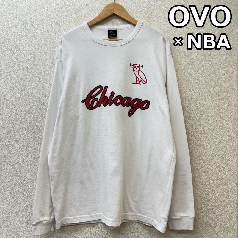 古着 USED Tシャツ 長袖 OVO October s Very Own NBA シカゴブルズ ロゴ プリント クルーネック 長袖 Tシャツ ロンT 白 ホワイト L 白 / ホワイト / white メンズ USED 古着 中古 50142689