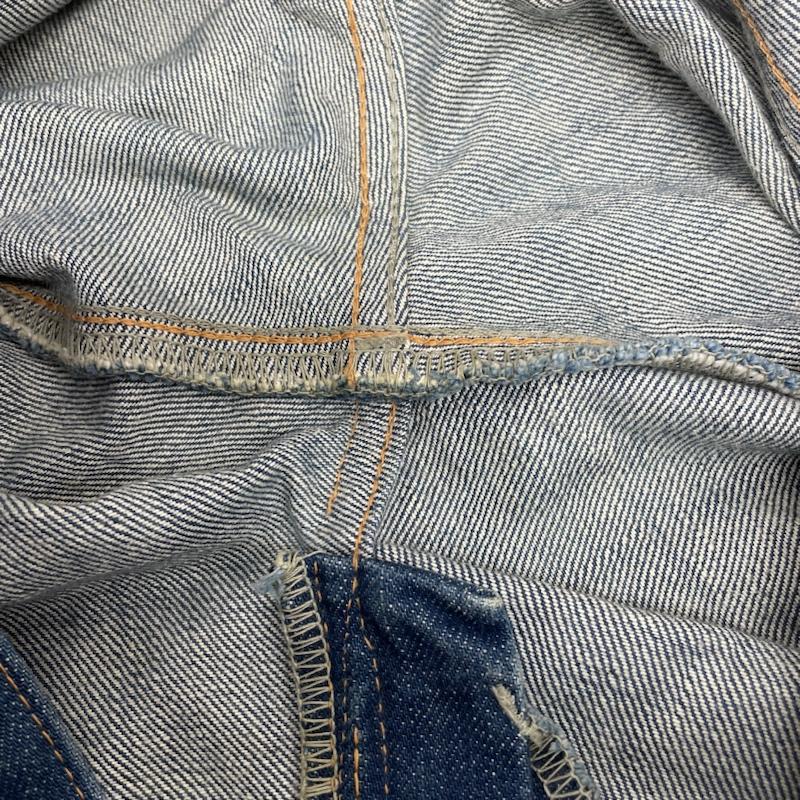 アンユーズド UNUSED パンツ デニム、ジーンズ ストレート デニム パンツ UW0175 11SS レインボーステッチ サスペンダーボタン ボタンフライ 3 無地 X ロゴ、文字 インディゴ / インディゴ / Indigo メンズ USED 古着 中古 50142705