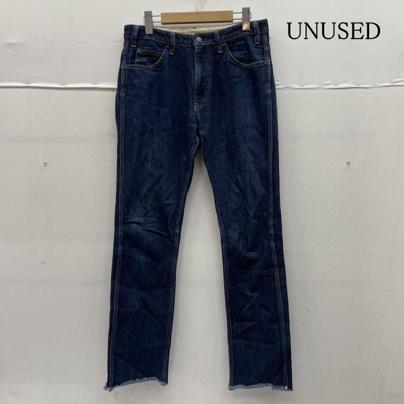 アンユーズド UNUSED パンツ デニム、ジーンズ UW0447 13.5oz Denim Jeans カットオフ デニム パンツ ジップフライ ボタン ロゴ 刻印入り 2 無地 インディゴ / インディゴ / Indigo メンズ USED 古着 中古 50142706